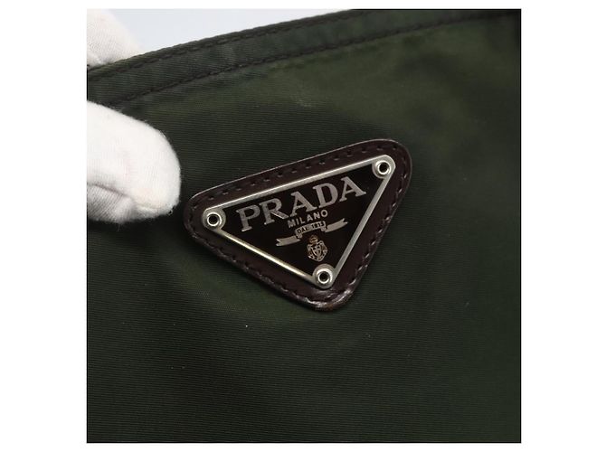 PRADA Tote Bag aus Nylon Khaki Silber authentisch ka1393 - Ansicht 18
