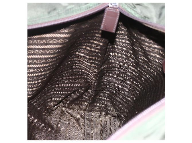PRADA Tote Bag aus Nylon Khaki Silber authentisch ka1393 - Ansicht 22