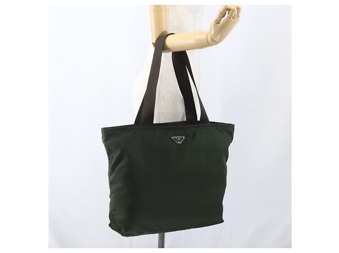 PRADA Tote Bag aus Nylon Khaki Silber authentisch ka1393 - Ansicht 24