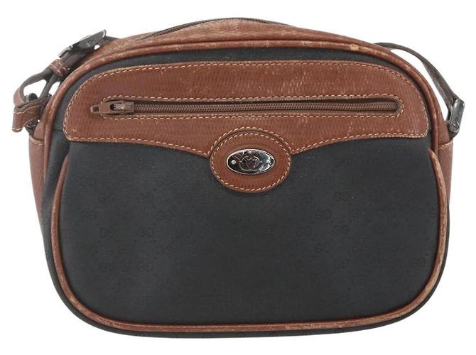 Gucci Borsa a spalla Micro GG Supreme in PVC pelle nera Auth ep12573 Nero - vista 13