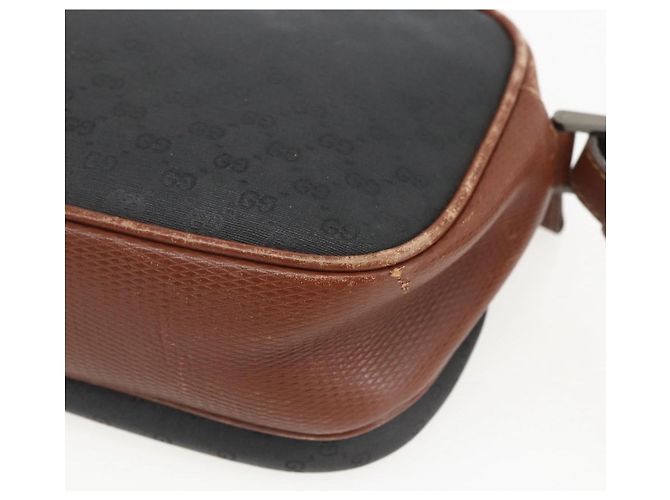 Gucci Borsa a spalla Micro GG Supreme in PVC pelle nera Auth ep12573 Nero - vista 15