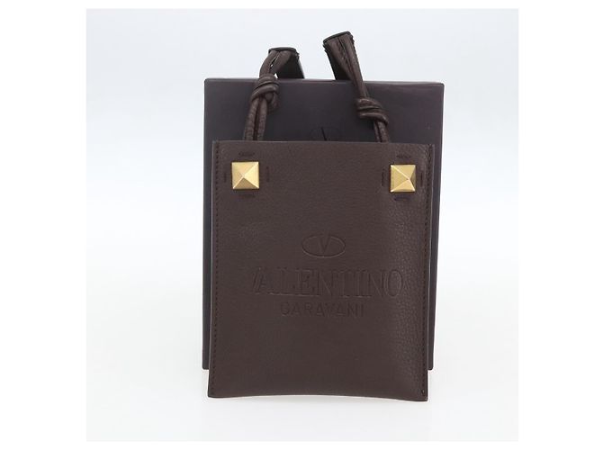 Valentino Borsa a Spalla in Pelle Marrone Oro Auth BA9280V D'oro - vista 12