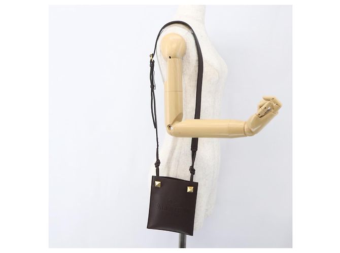 Valentino Borsa a Spalla in Pelle Marrone Oro Auth BA9280V D'oro - vista 20