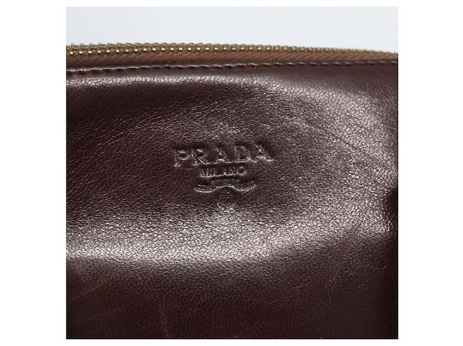 PRADA Borsa a Spalla con Catena Pelle Plastica Marrone Oro Auth 160295 D'oro - vista 11