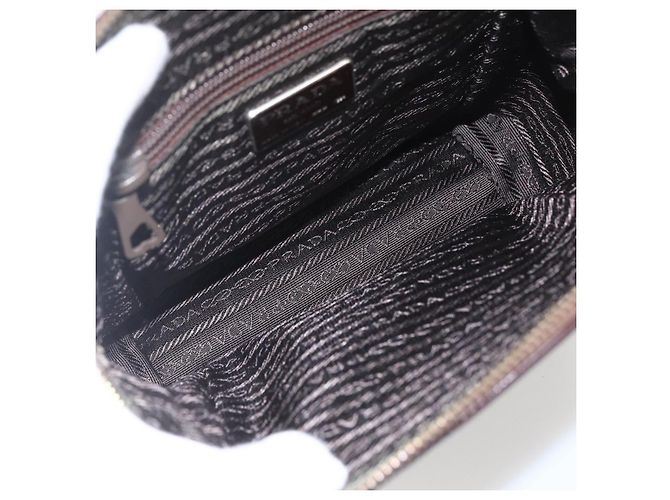 PRADA Borsa a Spalla con Catena Pelle Plastica Marrone Oro Auth 160295 D'oro - vista 12