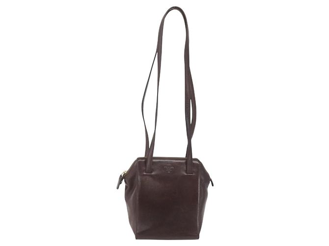 PRADA Borsa a Spalla con Catena Pelle Plastica Marrone Oro Auth 160295 D'oro - vista 13