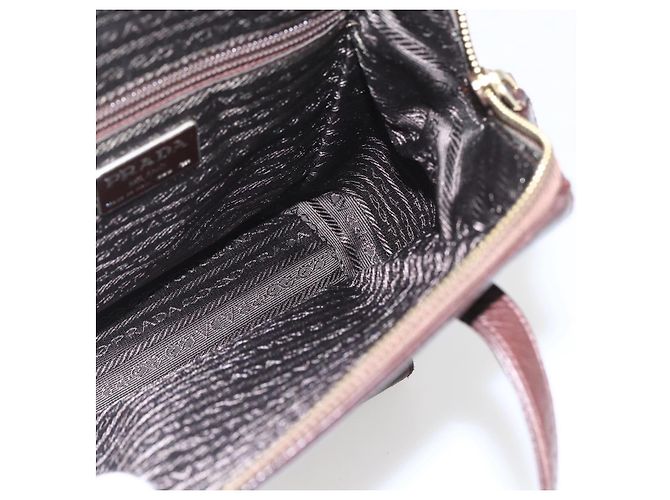 PRADA Borsa a Spalla con Catena Pelle Plastica Marrone Oro Auth 160295 D'oro - vista 19