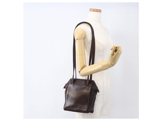 PRADA Borsa a Spalla con Catena Pelle Plastica Marrone Oro Auth 160295 D'oro - vista 22