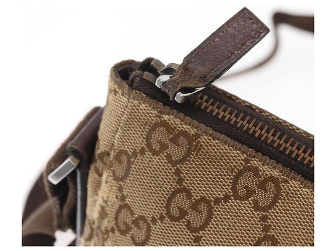 Borsa a Spalla GG Canvas Gucci Beige Argento 114273 Auth gh1525 - vista 11