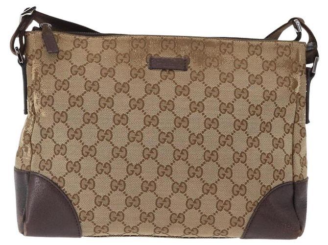 Borsa a Spalla GG Canvas Gucci Beige Argento 114273 Auth gh1525 - vista 13