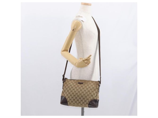 Borsa a Spalla GG Canvas Gucci Beige Argento 114273 Auth gh1525 - vista 23