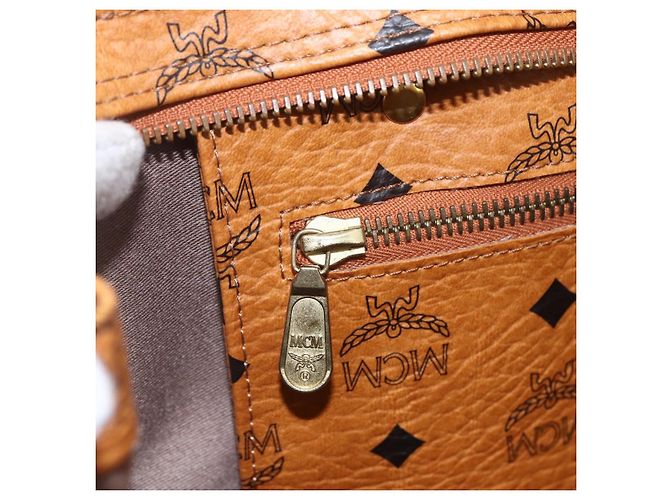 Borsa Tote MCM Logogram Vicetos PVC Marrone Oro Auth gh1461 D'oro - vista 18
