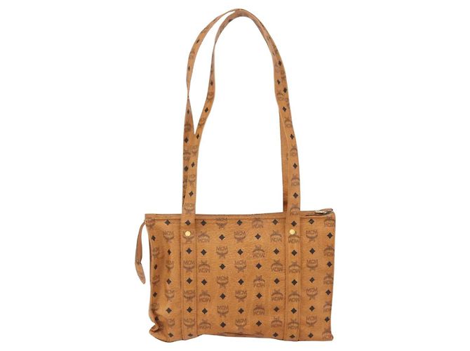 Borsa Tote MCM Logogram Vicetos PVC Marrone Oro Auth gh1461 D'oro - vista 2