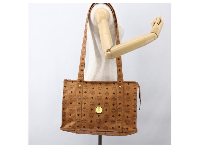Borsa Tote MCM Logogram Vicetos PVC Marrone Oro Auth gh1461 D'oro - vista 22