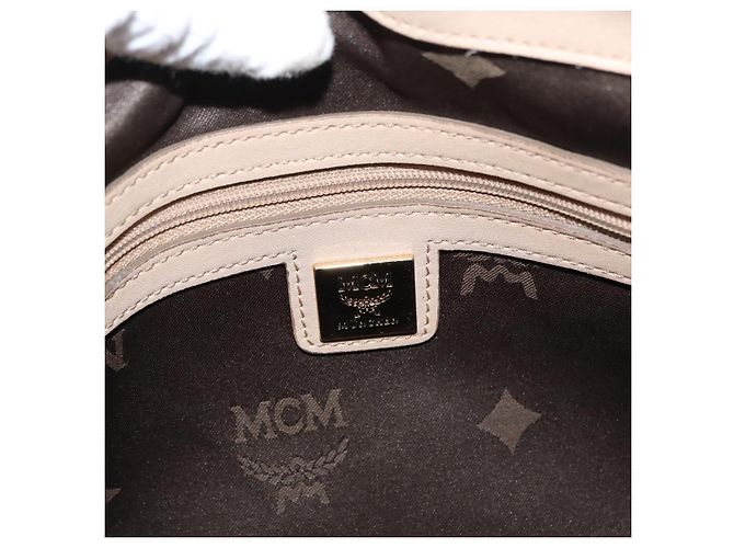 Borsa tote Vicetos Logogram MCM in pelle PVC 2 in 1 beige oro Auth ka1395 D'oro - vista 19