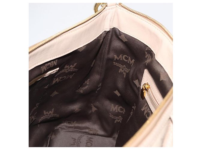 Borsa tote Vicetos Logogram MCM in pelle PVC 2 in 1 beige oro Auth ka1395 D'oro - vista 21