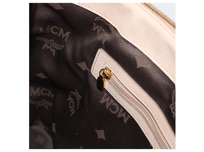 Borsa tote Vicetos Logogram MCM in pelle PVC 2 in 1 beige oro Auth ka1395 D'oro - vista 22