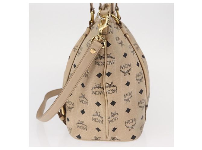 Borsa tote Vicetos Logogram MCM in pelle PVC 2 in 1 beige oro Auth ka1395 D'oro - vista 3