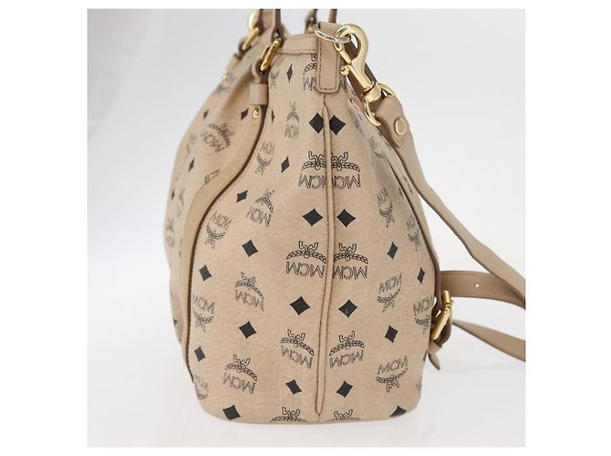 Borsa tote Vicetos Logogram MCM in pelle PVC 2 in 1 beige oro Auth ka1395 D'oro - vista 4