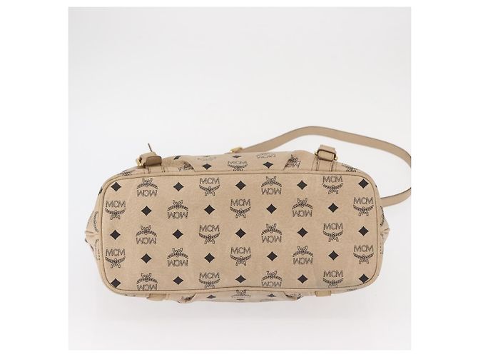 Borsa tote Vicetos Logogram MCM in pelle PVC 2 in 1 beige oro Auth ka1395 D'oro - vista 5