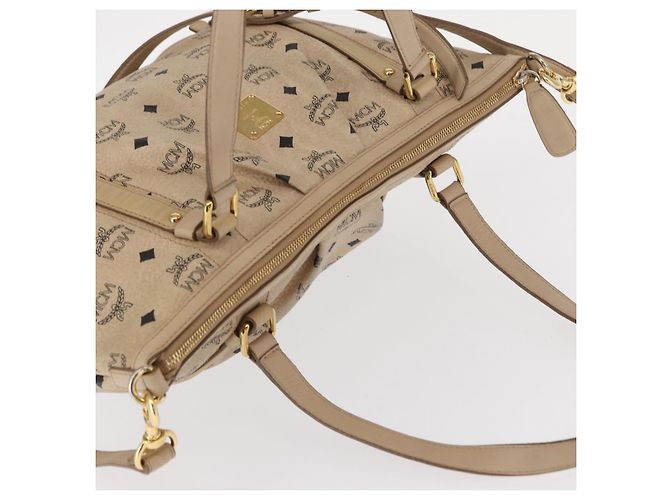 Borsa tote Vicetos Logogram MCM in pelle PVC 2 in 1 beige oro Auth ka1395 D'oro - vista 6