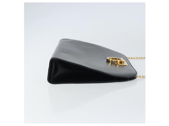 Borsa a spalla Gancini in pelle nera e oro Salvatore Ferragamo Auth 159235 Nero D'oro - vista 3