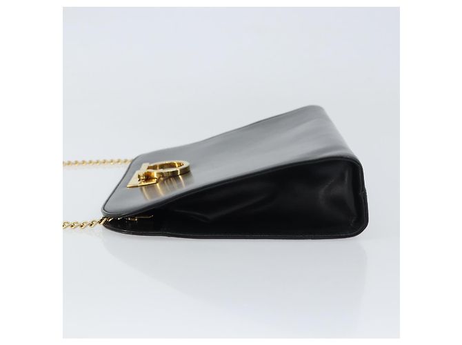 Borsa a spalla Gancini in pelle nera e oro Salvatore Ferragamo Auth 159235 Nero D'oro - vista 4