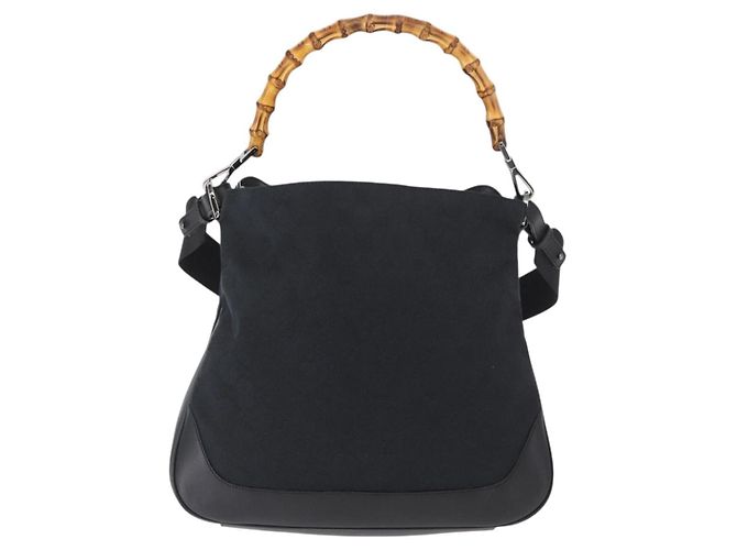 Bolsa de mão GUCCI Bamboo GG Canvas 2way Preto Prata 001 4095 Auth 159780 - vista 13