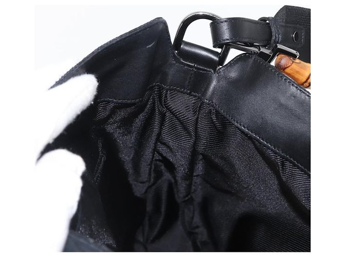 Bolsa de mão GUCCI Bamboo GG Canvas 2way Preto Prata 001 4095 Auth 159780 - vista 19