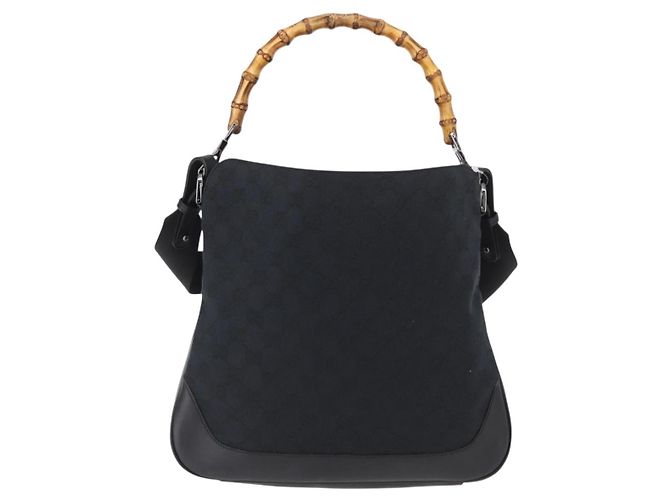 Bolsa de mão GUCCI Bamboo GG Canvas 2way Preto Prata 001 4095 Auth 159780 - vista 2