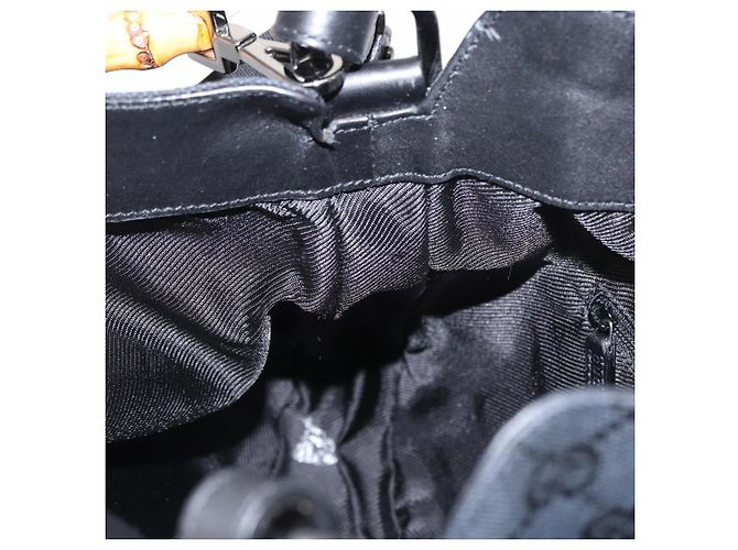Bolsa de mão GUCCI Bamboo GG Canvas 2way Preto Prata 001 4095 Auth 159780 - vista 20