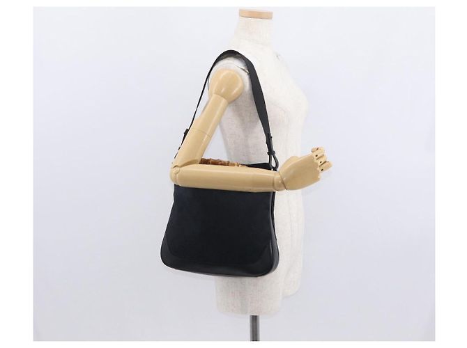 Bolsa de mão GUCCI Bamboo GG Canvas 2way Preto Prata 001 4095 Auth 159780 - vista 23