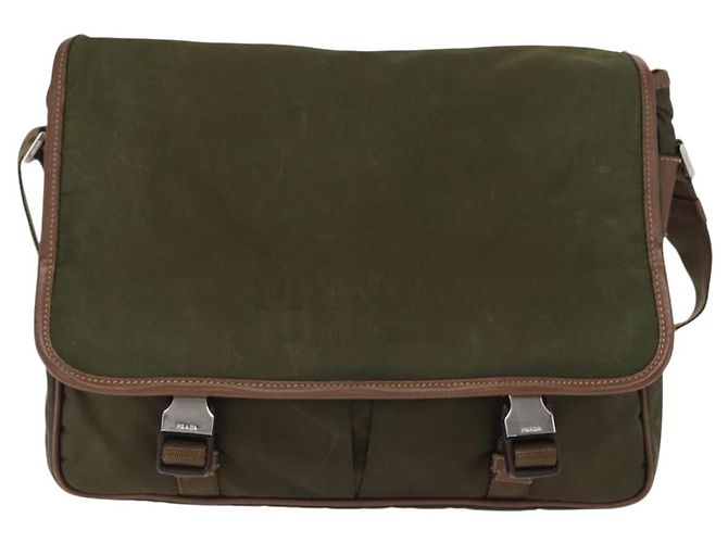 PRADA Schultertasche Nylon Khaki Silber Authentisch bs31899 - Ansicht 13
