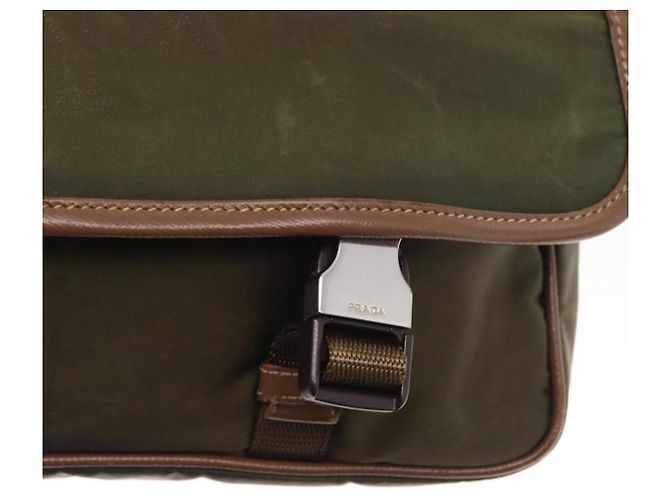 PRADA Schultertasche Nylon Khaki Silber Authentisch bs31899 - Ansicht 19