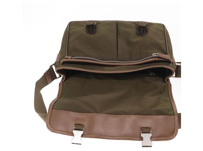PRADA Schultertasche Nylon Khaki Silber Authentisch bs31899 - Ansicht 20