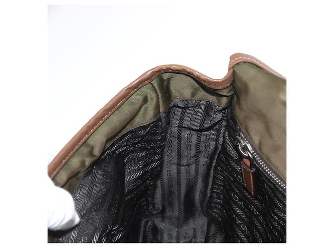 PRADA Schultertasche Nylon Khaki Silber Authentisch bs31899 - Ansicht 23