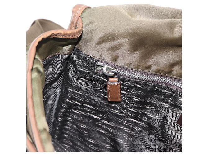 PRADA Schultertasche Nylon Khaki Silber Authentisch bs31899 - Ansicht 24