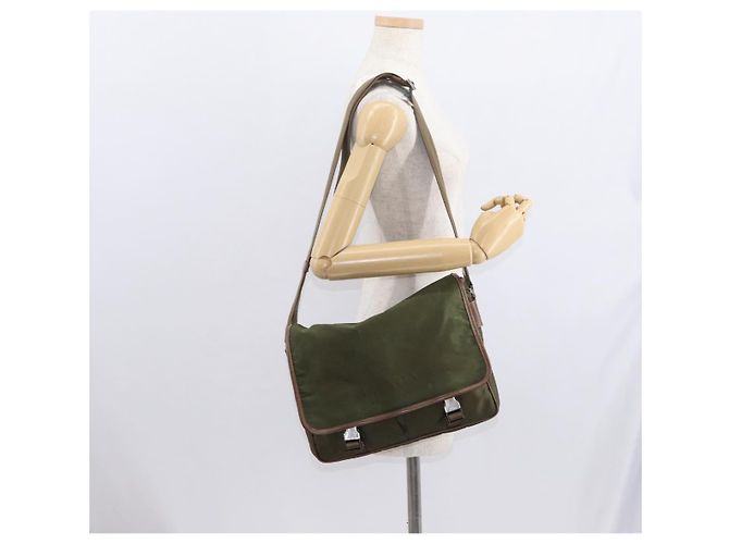 PRADA Schultertasche Nylon Khaki Silber Authentisch bs31899 - Ansicht 26