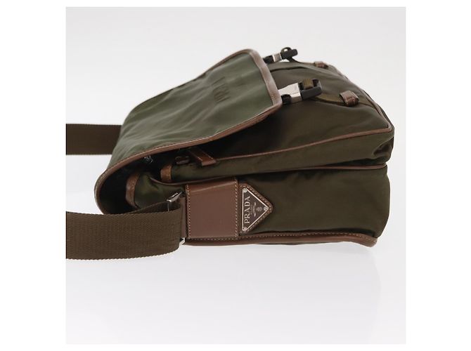 PRADA Schultertasche Nylon Khaki Silber Authentisch bs31899 - Ansicht 4