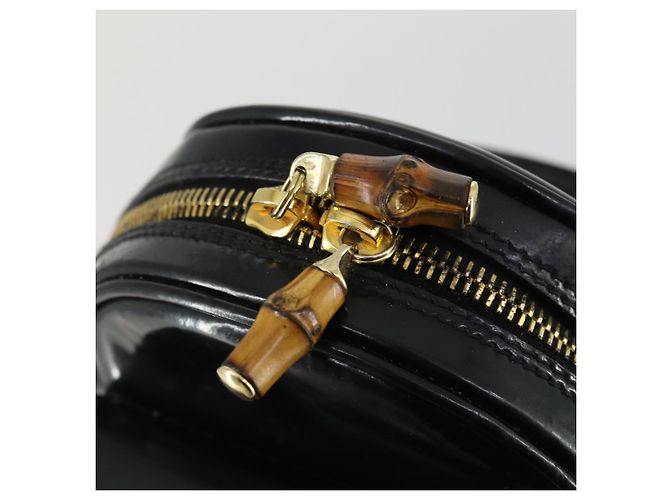 Borsa a Spalla GUCCI Bamboo Smalto Nero Oro Auth bs32059 D'oro - vista 17