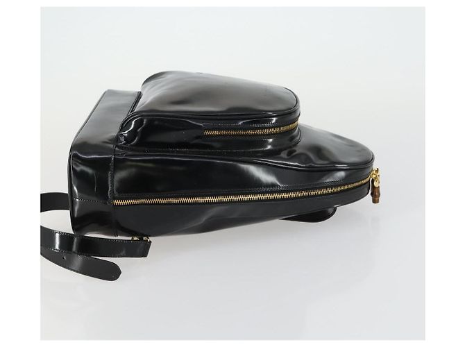 Borsa a Spalla GUCCI Bamboo Smalto Nero Oro Auth bs32059 D'oro - vista 3
