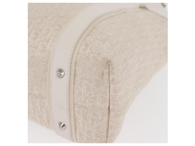 Christian Dior Trotter Canvas Tote Bag Weiß Silber Auth 160046 - Ansicht 14