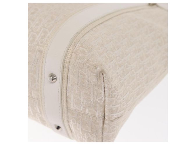 Christian Dior Trotter Canvas Tote Bag Weiß Silber Auth 160046 - Ansicht 16