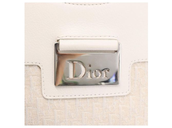 Christian Dior Trotter Canvas Tote Bag Weiß Silber Auth 160046 - Ansicht 17