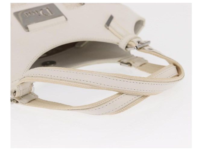 Christian Dior Trotter Canvas Tote Bag Weiß Silber Auth 160046 - Ansicht 7