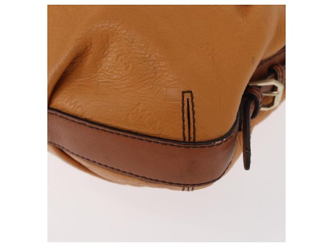 Borsa a Spalla in Pelle MCM Vicetos Logogram Marrone Oro Auth gh1463 D'oro - vista 14