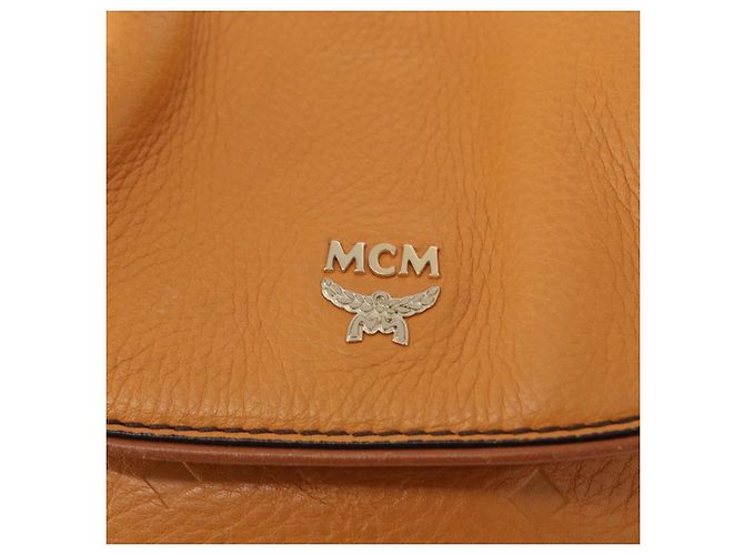 Borsa a Spalla in Pelle MCM Vicetos Logogram Marrone Oro Auth gh1463 D'oro - vista 17