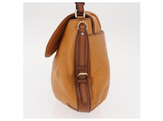 Borsa a Spalla in Pelle MCM Vicetos Logogram Marrone Oro Auth gh1463 D'oro - vista 3