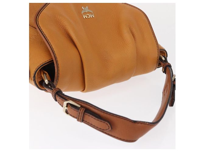 Borsa a Spalla in Pelle MCM Vicetos Logogram Marrone Oro Auth gh1463 D'oro - vista 6