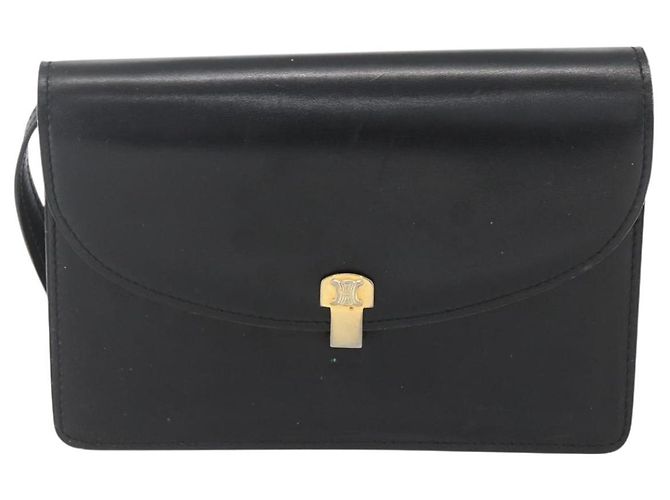 Céline Borsa a Spalla CELINE in Pelle Nera Oro Auth 160240 Nero D'oro - vista 13